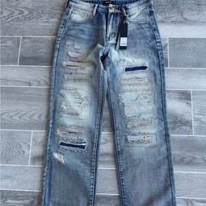 Fashion Nova Light Blue Distressed Jeans